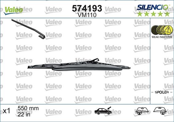 Valeo 574193 - Stikla tīrītāja slotiņa autospares.lv