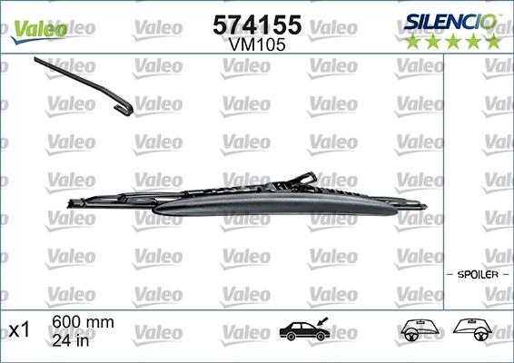 Valeo 574155 - Щетка стеклоочистителя www.autospares.lv