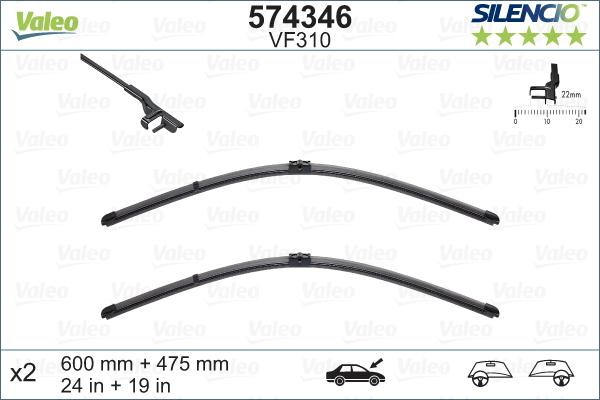 Valeo 574346 - Wiper Blade www.autospares.lv