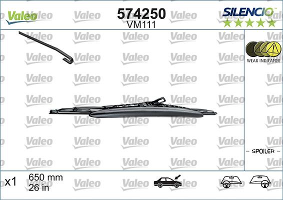 Valeo 574250 - Wiper Blade www.autospares.lv