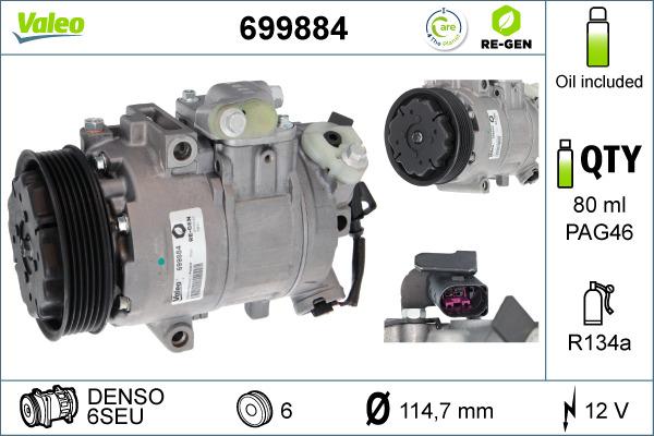 Valeo 699884 - Kompresors, Gaisa kond. sistēma autospares.lv