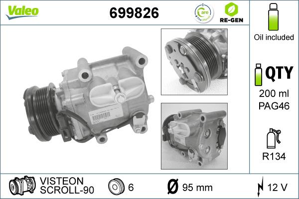 Valeo 699826 - Compressor, air conditioning www.autospares.lv