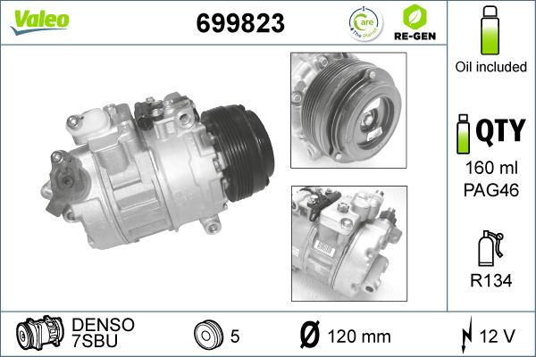 Valeo 699823 - Kompresors, Gaisa kond. sistēma autospares.lv