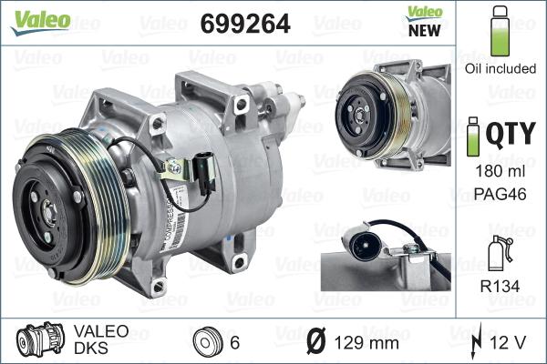 Valeo 699264 - Compressor, air conditioning www.autospares.lv