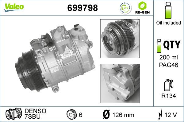 Valeo 699798 - Kompresors, Gaisa kond. sistēma autospares.lv