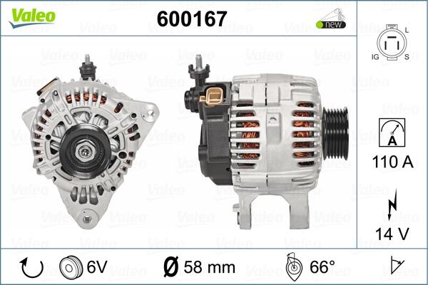 Valeo 600167 - Генератор www.autospares.lv