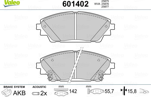 Valeo 601402 - Bremžu uzliku kompl., Disku bremzes autospares.lv