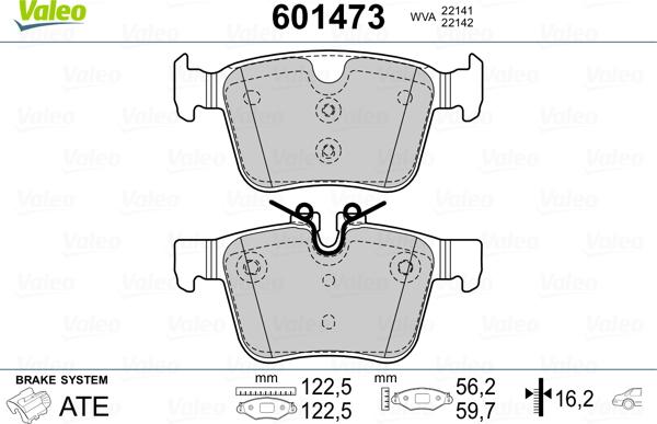 Valeo 601473 - Bremžu uzliku kompl., Disku bremzes www.autospares.lv