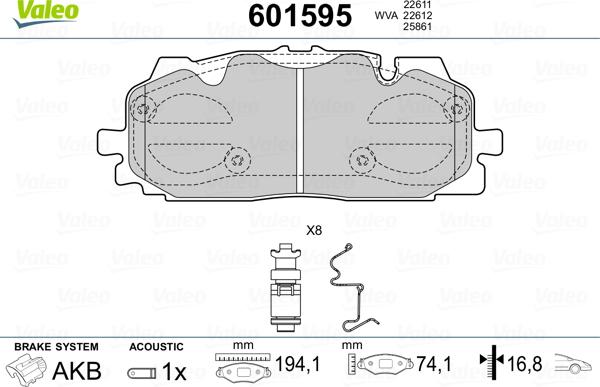 Valeo 601595 - Bremžu uzliku kompl., Disku bremzes autospares.lv