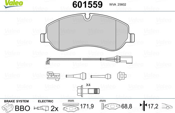 Valeo 601559 - Bremžu uzliku kompl., Disku bremzes autospares.lv