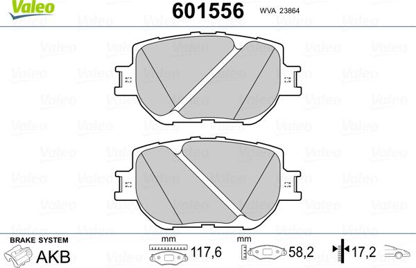 Valeo 601556 - Тормозные колодки, дисковые, комплект www.autospares.lv