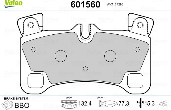 Valeo 601560 - Тормозные колодки, дисковые, комплект www.autospares.lv