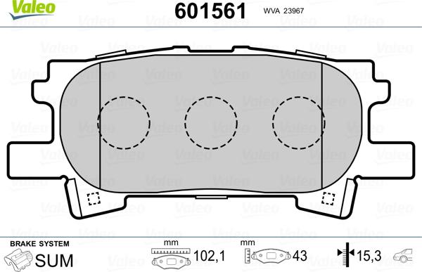 Valeo 601561 - Тормозные колодки, дисковые, комплект www.autospares.lv