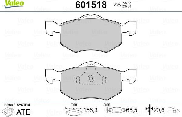 Valeo 601518 - Bremžu uzliku kompl., Disku bremzes autospares.lv