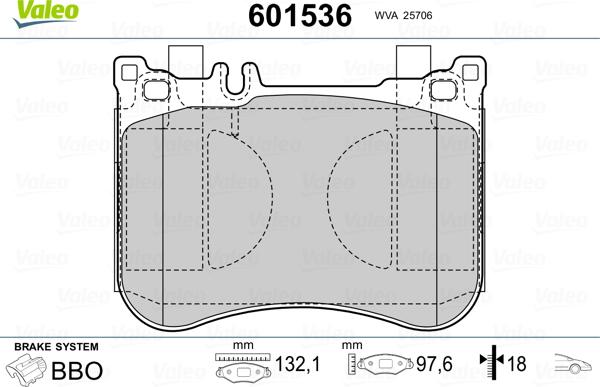 Valeo 601536 - Bremžu uzliku kompl., Disku bremzes www.autospares.lv