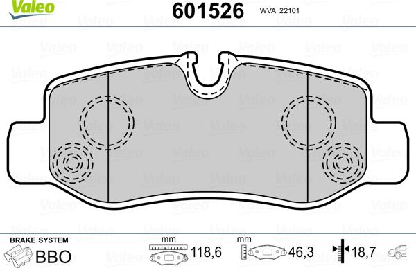 Valeo 601526 - Bremžu uzliku kompl., Disku bremzes www.autospares.lv