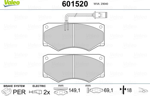 Valeo 601520 - Bremžu uzliku kompl., Disku bremzes autospares.lv