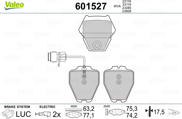 Valeo 601527 - Brake Pad Set, disc brake www.autospares.lv