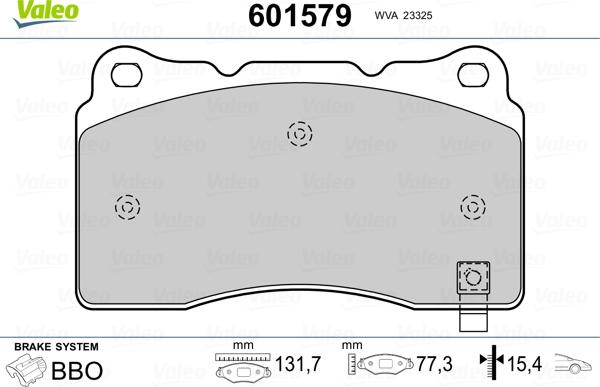 Valeo 601579 - Bremžu uzliku kompl., Disku bremzes autospares.lv