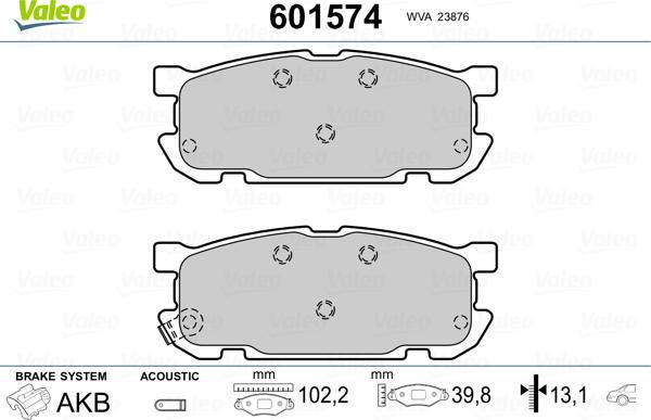 Valeo 601574 - Bremžu uzliku kompl., Disku bremzes www.autospares.lv