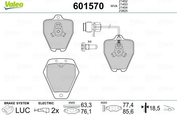 Valeo 601570 - Bremžu uzliku kompl., Disku bremzes autospares.lv