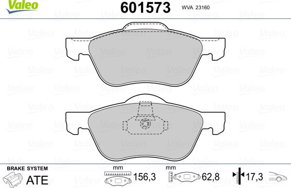 Valeo 601573 - Bremžu uzliku kompl., Disku bremzes autospares.lv