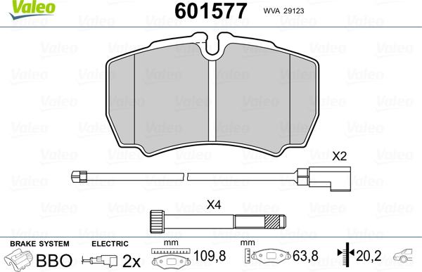 Valeo 601577 - Brake Pad Set, disc brake www.autospares.lv