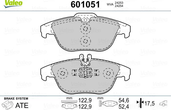 Valeo 601051 - Bremžu uzliku kompl., Disku bremzes www.autospares.lv