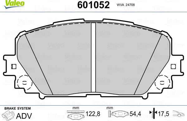 Valeo 601052 - Brake Pad Set, disc brake www.autospares.lv