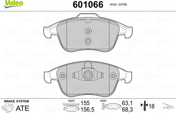 Valeo 601066 - Bremžu uzliku kompl., Disku bremzes www.autospares.lv