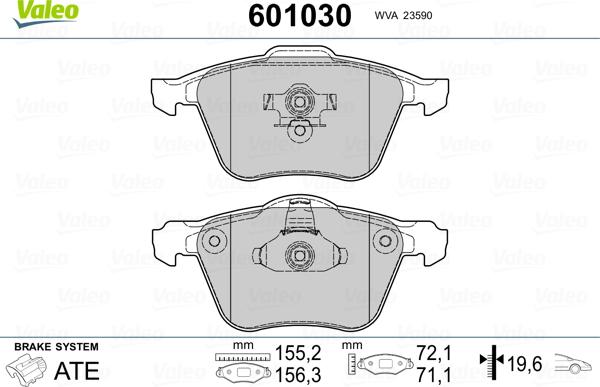 Valeo 601030 - Bremžu uzliku kompl., Disku bremzes autospares.lv