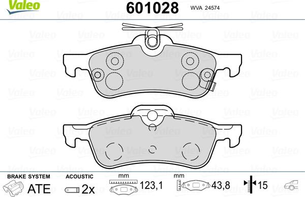 Valeo 601028 - Brake Pad Set, disc brake www.autospares.lv