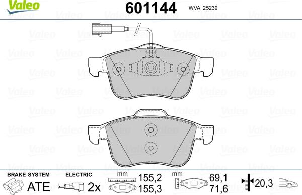 Valeo 601144 - Bremžu uzliku kompl., Disku bremzes www.autospares.lv