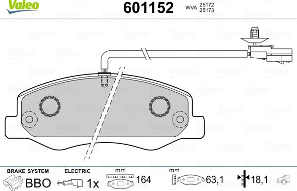 Valeo 601152 - Bremžu uzliku kompl., Disku bremzes autospares.lv