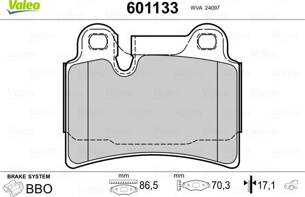 Valeo 601133 - Bremžu uzliku kompl., Disku bremzes autospares.lv