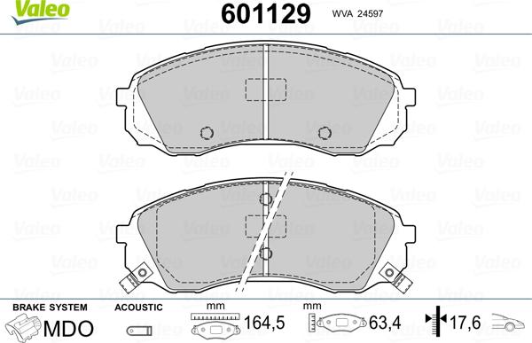 Valeo 601129 - Bremžu uzliku kompl., Disku bremzes www.autospares.lv