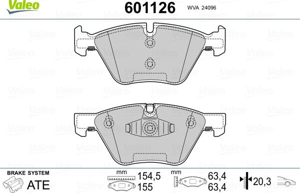 Valeo 601126 - Bremžu uzliku kompl., Disku bremzes autospares.lv