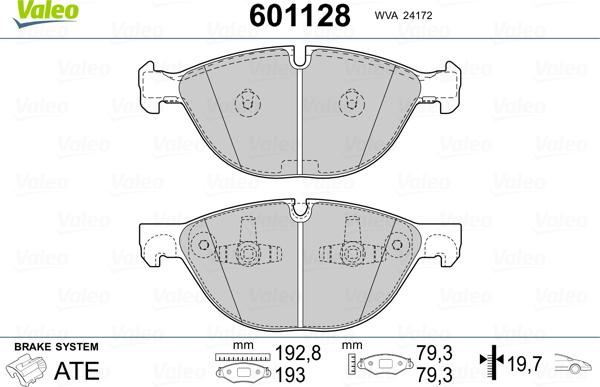 Valeo 601128 - Bremžu uzliku kompl., Disku bremzes www.autospares.lv