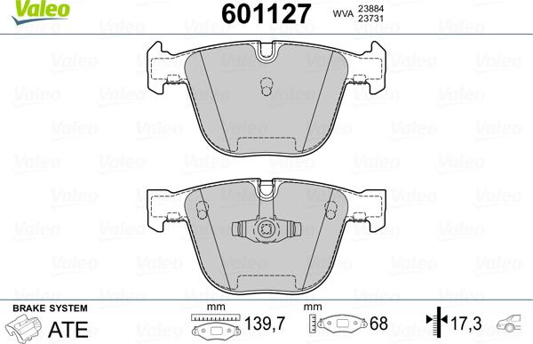 Valeo 601127 - Bremžu uzliku kompl., Disku bremzes www.autospares.lv