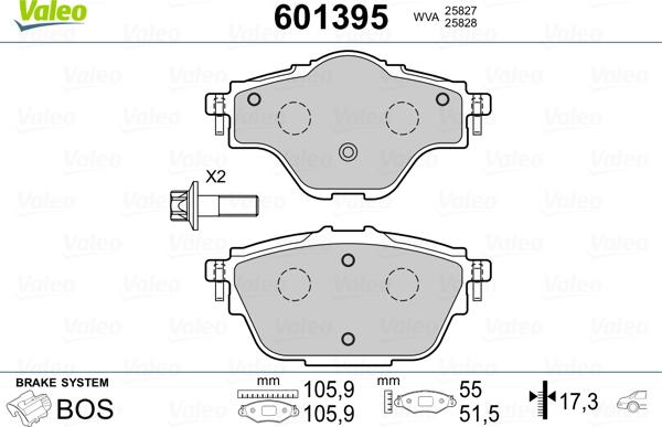 Valeo 601395 - Bremžu uzliku kompl., Disku bremzes www.autospares.lv