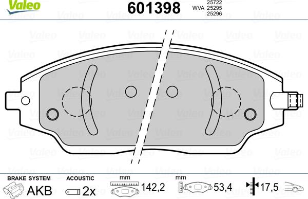 Valeo 601398 - Bremžu uzliku kompl., Disku bremzes autospares.lv