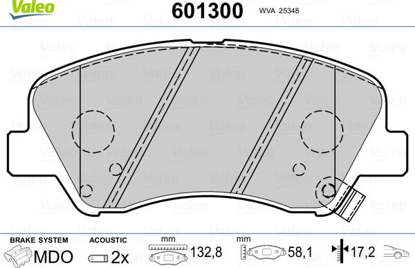 Valeo 601300 - Bremžu uzliku kompl., Disku bremzes autospares.lv