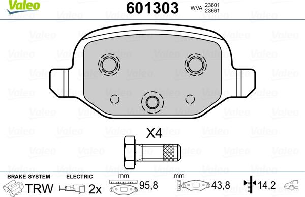 Valeo 601303 - Bremžu uzliku kompl., Disku bremzes www.autospares.lv