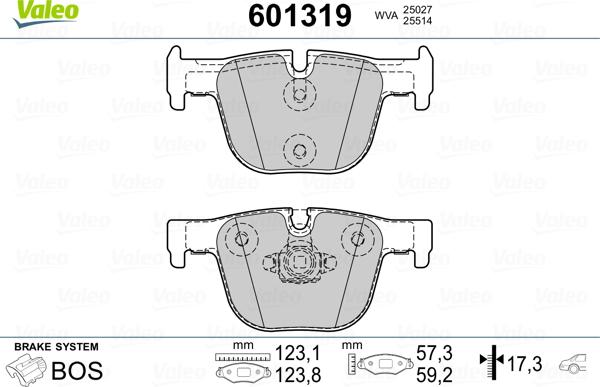 Valeo 601319 - Bremžu uzliku kompl., Disku bremzes www.autospares.lv