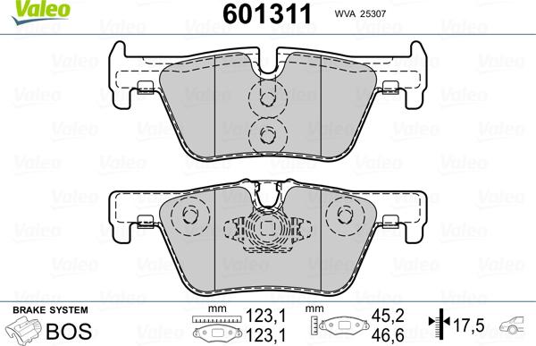 Valeo 601311 - Bremžu uzliku kompl., Disku bremzes www.autospares.lv