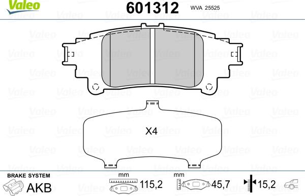 Valeo 601312 - Bremžu uzliku kompl., Disku bremzes autospares.lv