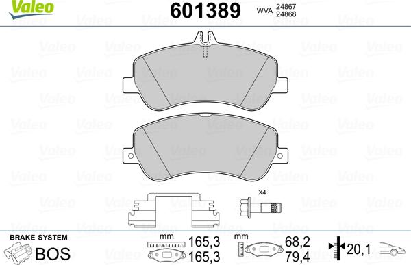 Valeo 601389 - Bremžu uzliku kompl., Disku bremzes www.autospares.lv