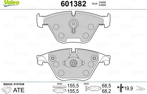 Valeo 601382 - Bremžu uzliku kompl., Disku bremzes autospares.lv