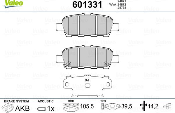 Valeo 601331 - Bremžu uzliku kompl., Disku bremzes autospares.lv