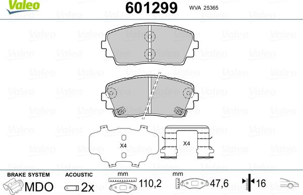 Valeo 601299 - Bremžu uzliku kompl., Disku bremzes autospares.lv